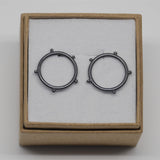 Circle Stud Earrings, Black Oxidised Silver