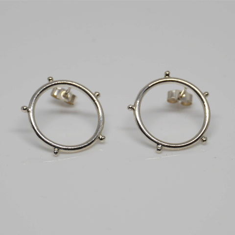 Circle Stud Earrings, Silver