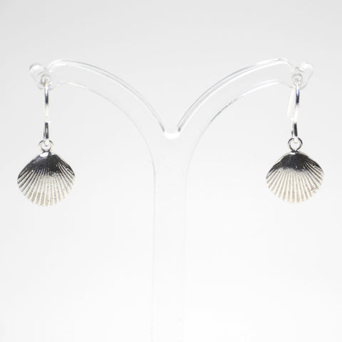Sterling silver cockle shell drop earrings