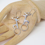 Stag on Circle Drop Earrings