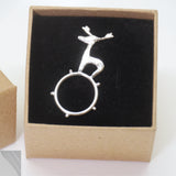 Stag on Silver Circle Tie or Lapel Pin